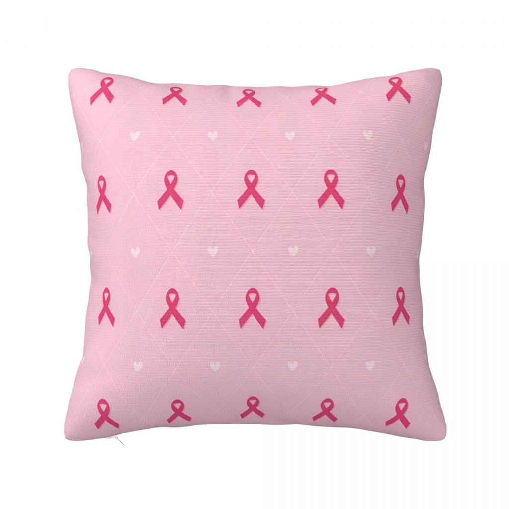 Breast Cancer Awareness Ribbon Pillow Case Cushion Covers Fashion Zipper Decor Pillowcase for Car 4040cm