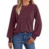 2026 popular women's long-sleeve shirt with pleated round neck, autumn top, fashionable women's clothing