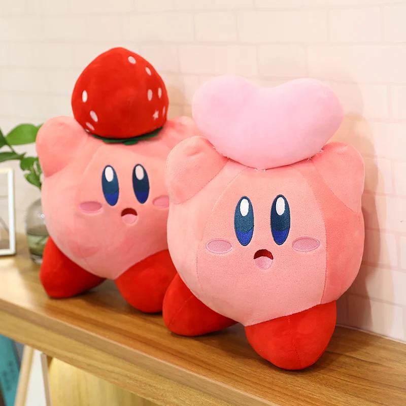 Big Size Cartoon Anime Kirby Plush Toy Japanese Style Figure Chef Kirby Strawberry Pink Heart Plushies Soft Pillow Gifts Girl