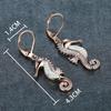 Wunsch Heißer Meereswind Serie Roségold Weißgold Blau-Weißer Opal Mikrofassung Weißer Diamant Seepferdchen Vielseitige Ohrringe