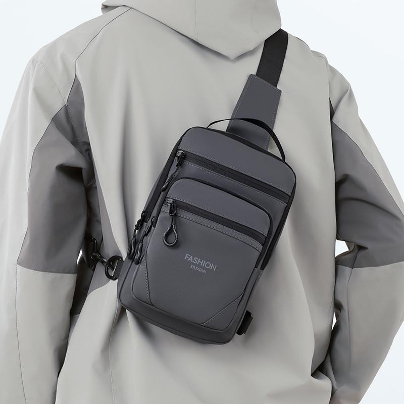 Men's Chest Bag Sports Commuter Shoulder Bag Multifunctional Nylon Large Capacity Outdoor Crossbody Bag