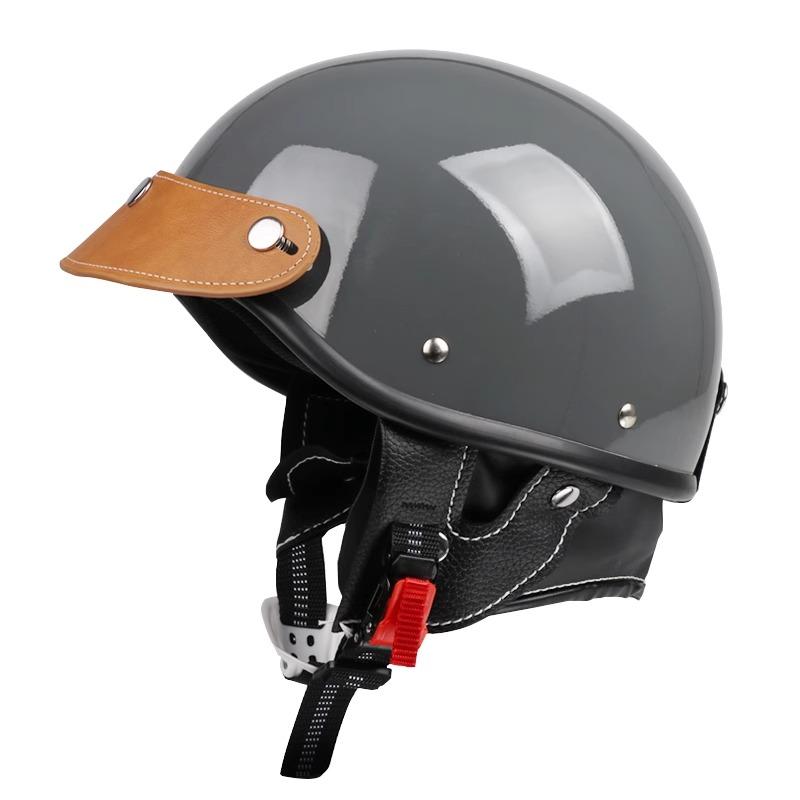 

Gray Vintage Japanese Style Motorcycle Half Helmet 3C Certified Summer Headwear for Women Electric Vehicle Riders XXL