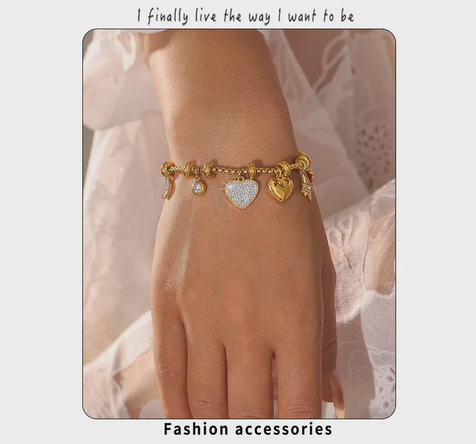 Elegant Love Diamond Bracelet: 18k Gold-Plated Titanium Steel, Niche Design, Perfect for Couples