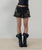 ZIZEMUSEUM Fringe Denim Shorts (Black)