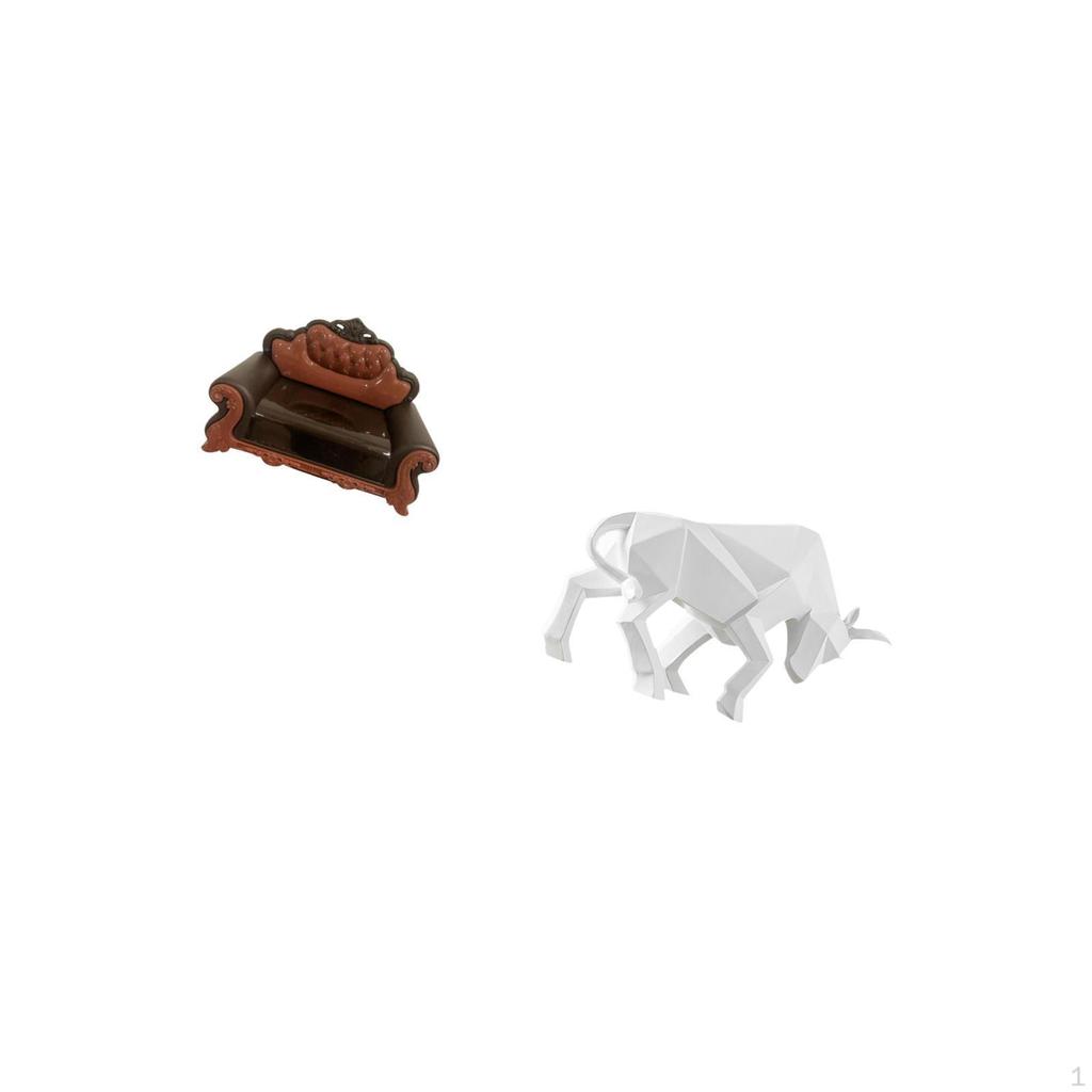 Miniature Bull Sofa Couch Chair Model DIY Accessory Furniture Room Micro Landscape Gift Resin