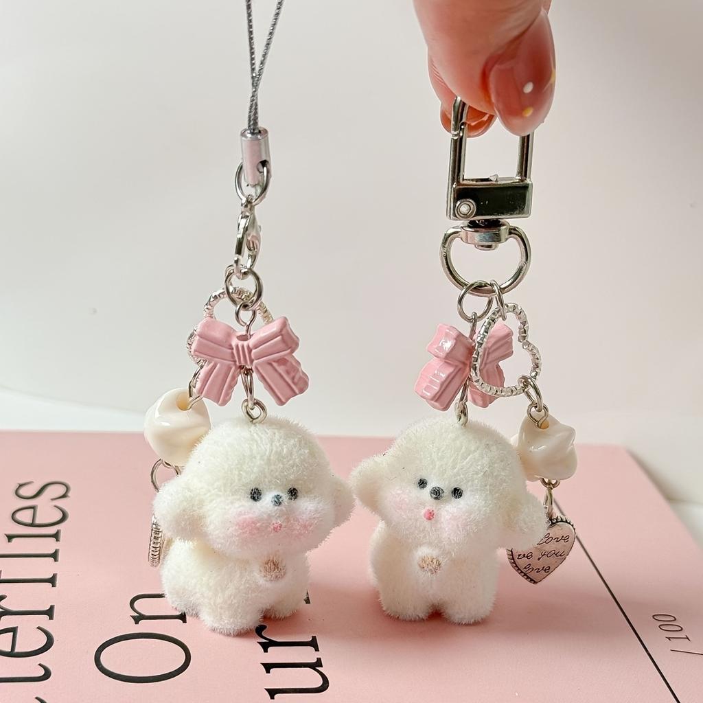 [Bowknot Dog Pendant] Bowknot Dog Cute Pendant Phone Chain Pendant bag Pendant Suitable for Daily Holiday Gifts
