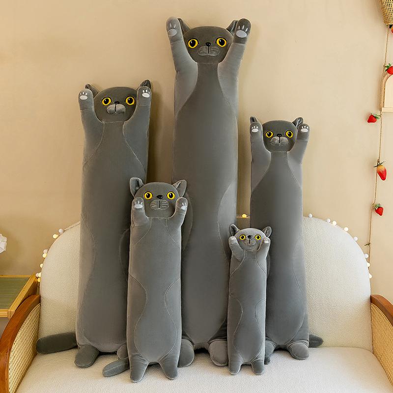 50-130cm Kawaii Soft Stuffed Toy Giant Size Long Cat Plush Pillow Plushies Squishy Sofa Cushion Decor Birthday Gifts for Boys