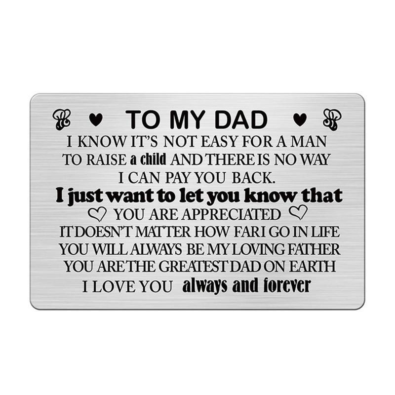 

Father s Day Wallet Insert Card Stainless Steel To My Dad Card Engraved Ornament From Daughter Son Wife Gift Supplies