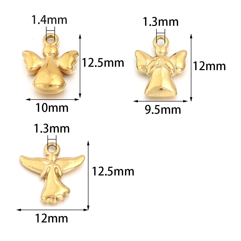 5pcs Stainless Steel Little Angel Charms Gold Steel Color Charms Pendant For Jewelry Making DIY Necklace Pendants Accessories