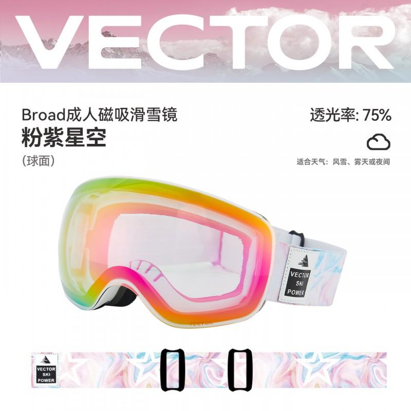 Ski Goggles With Double-Layer Anti-Fog Lens Interchangeable Lenses Prescription Insert Compatible Spherical Design Adults