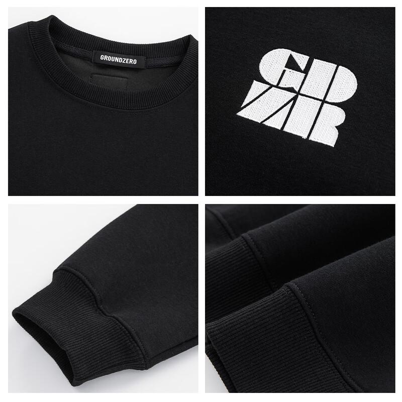GROUND ZERO Unisex Letter Embroidered Sweatshirt