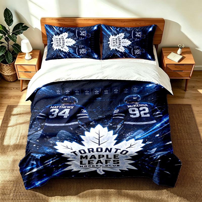 Toronto Maple Leafs (5) 3pc set suitable for master bedrooms soft and comfortable an ideal gift for family and friends Includes one duvet cover and tw