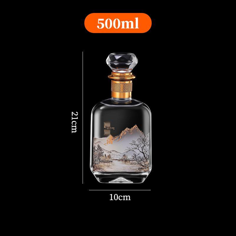 Transparent 500ml Glass Wine Bottle with Thickened Sealing, Customizable Text, Empty for Tasting and Packaging