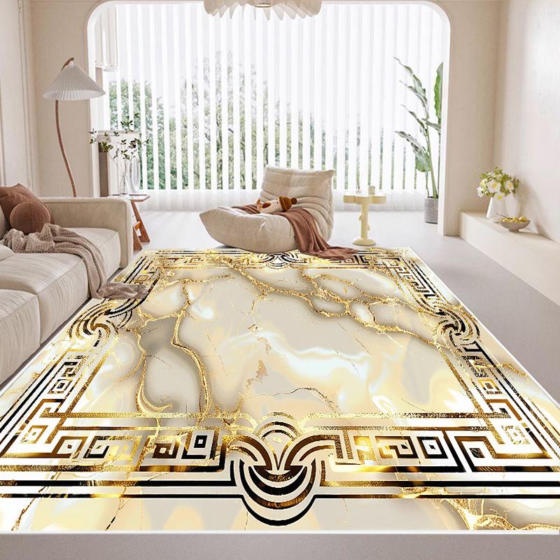 Large Area Golden Luxurious Carpets Living Room Decoration Home Sofa Area Rugs for Bedroom Cloakroom Non-slip Entrance Floor Mat