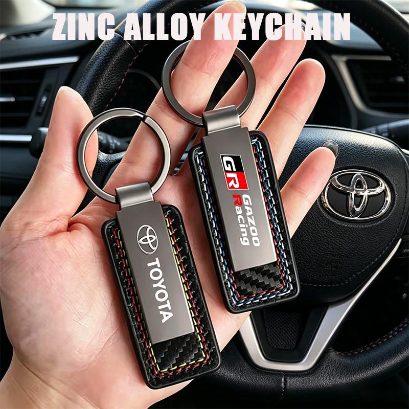 Car Key Cover Pendant Suede Keychain Carbon Leather Keyring For Toyota Hilux Aygo Yaris Ractis Corolla Camry CHR Auris Tacoma