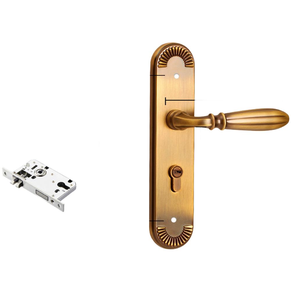 

Zinc Alloy Interior Door Handle Lock Yellow Bronze European Style with Silent Operation for Standard Door Locks