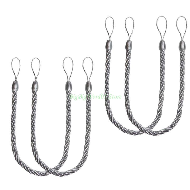 24TE 4Pack Elegant Bohos Styles Cotton Rope Curtain Tiebacks Soft Handwovens Decorative
