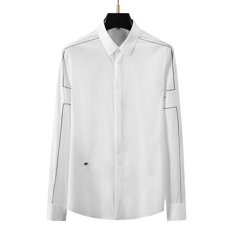 Pánská evropská lehká luxusní vyšívaná nežehlivá košile s dlouhým rukávem