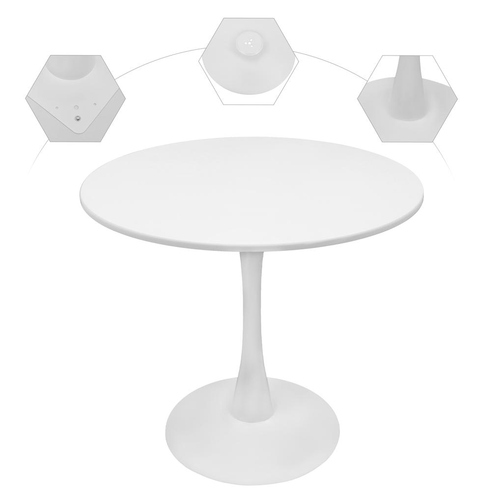 Round Dining Table White with Pedestal Base for 1-4 People,Pedestal Dining Table with Round Top for Kitchen Living Room White