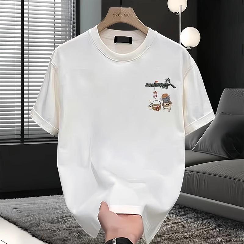 Trendy Brand Short-Sleeved Pure Cotton Men'S Printed T-Shirt Trendy Men'S And Women'S Versatile Round Neck T-Shirt Men'S