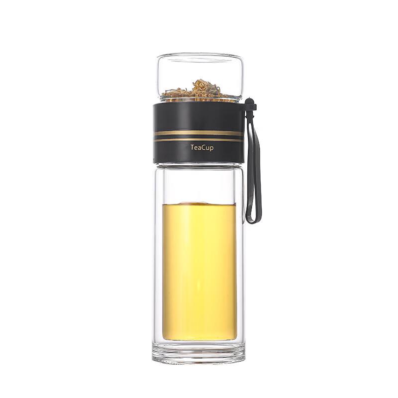 OLOEY Double-Layer Insulated Tea Infuser Glass Bottle