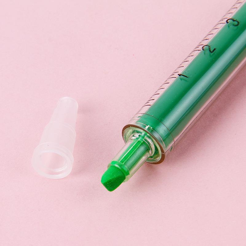 1Pc Kawaii Syringe Highlighter Pen Syringe Needle Shape Mechanical Color Pen Ballpoint for Office School Marker Writing Tool Comfortable Grip Statione