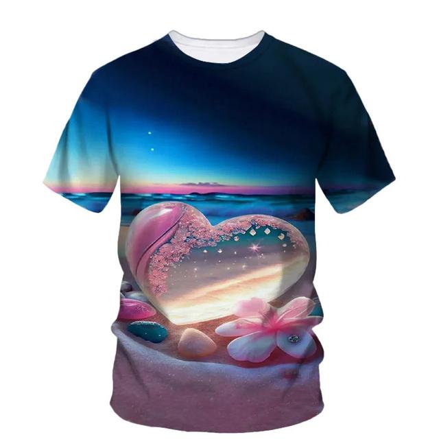 Sommer 3D Schöne Strand Ansicht Druck T Shirt Star Fish Asteroidea Grafik T-shirts Für Männer Mode T-shirts Kleidung