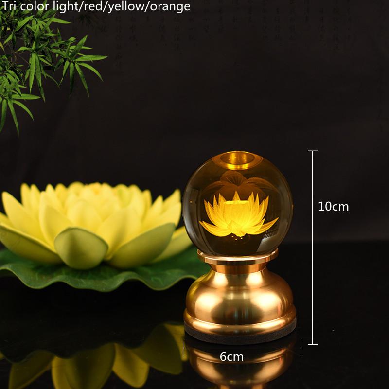 Charge Plug In Coloured Glass Lotus Lamp LED Buddha Lamp God of Wealth Lamp Temple Pray Household Crystal Ever Burning Lamp