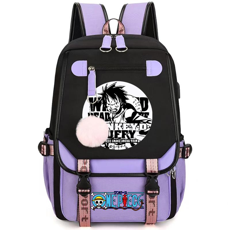 Anime One Piece High Quality Female Backpack Waterproof Knapsack with Ligh Tweight Book Bag for Kid Gifts Men Women Travel Bag Leisure Bag Rucksack