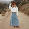 Bohemian A-line Layered Patchwork Women's Denim Skirt