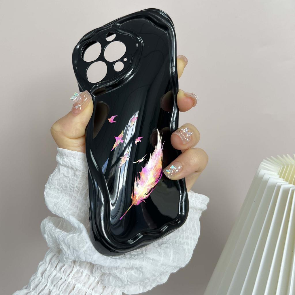 N76 Sommerfugl Myk Bølgete Telefondeksler for Samsung A54 A34 A13 A14 S23 S24 Ultra Xiaomi Redmi Note 13 12C Realme Infinix Beskyttende Støtfangerdeksel