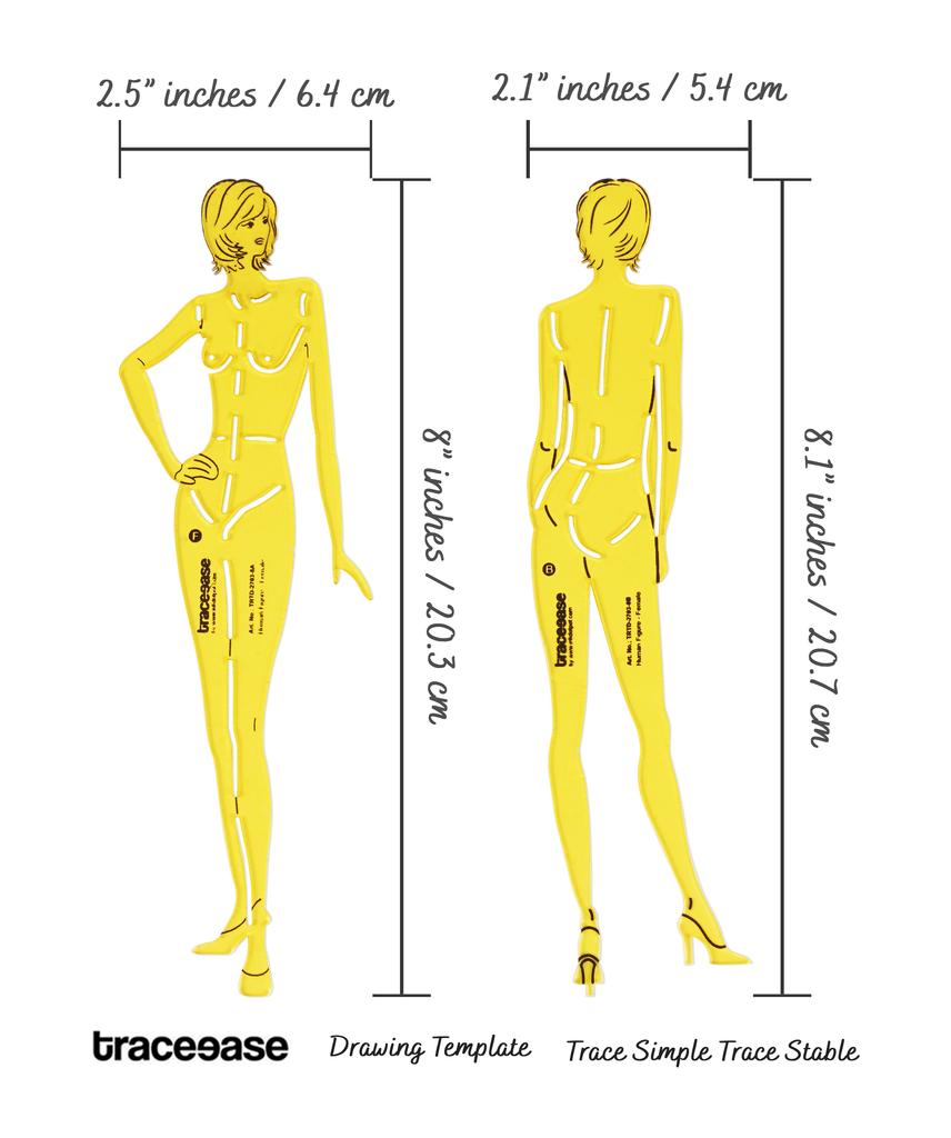 Traceease Female Human Figure Template Stencils Fashion Designer  s Drafting Tools, 2 Piece