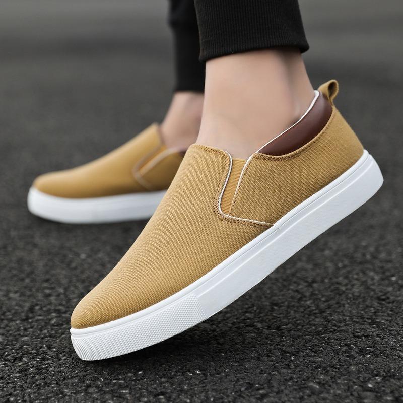 Scarpe da uomo in tela, scarpe da ginnastica casual alla moda, nere, scarpe sportive con lacci, scarpe vulcanizzate, comode e leggere, scarpe basse, primavera