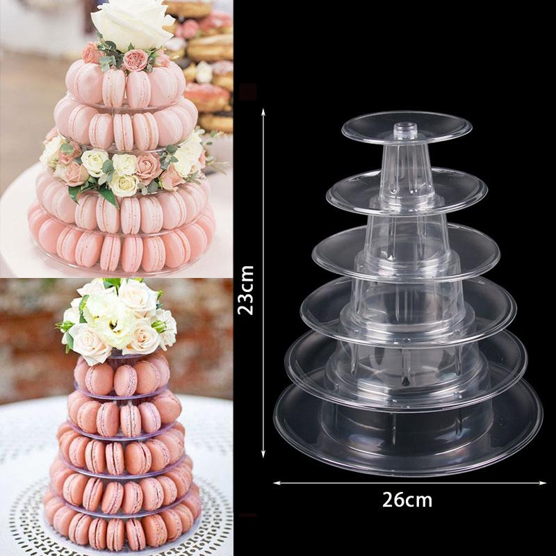 4/6 Tier Macaron Tower Stand Plastic Cake Display Rack Dessert Cupcake Holder Wedding Decoration Table Baby Shower Birthday