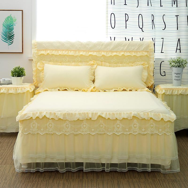 1 Piece Lace Bed Skirt +2pieces Pillowcases Bedding Set Princess Bedding Bedspreads Sheet Bed For Girl Bed Cover King/Queen Size