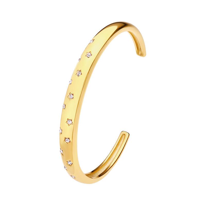 Hot Selling Goods Jewelry Colors Colourful Gemstone Zircon Bracelet Enamel 18K Gold Plated Oval Eyes Bangle for Women
