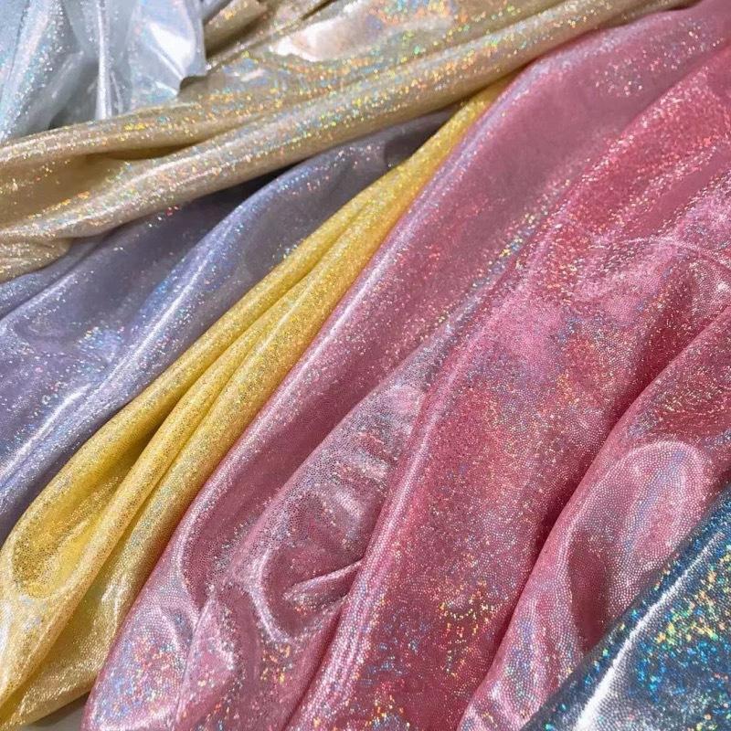 Holographic Glitter Polyester Fabric by The Yard Width 150cm For Wedding Party Backgrounds, DIY Decoration Clothing Sewing
