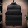 Gilet da Uomo Collo Alto Senza Maniche Abbottonatura con Zip Gilet Cappotto in Cotone con Tasche Laterali Tinta Unita Ispessito Caldo Trapuntato