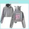 Kpop Unisex Bts  jung Kook Jimin 95 97 Hoodie Sweatshirt Cat Ears Tops Crop