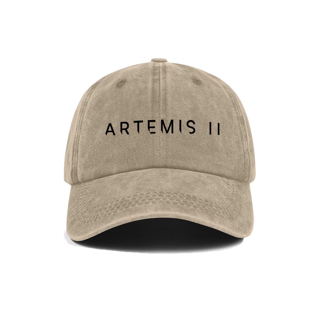 Casual Unisex Adjustable Baseball Cap Featuring Artemis II Embroidered Design Durable Cotton Twill Fabric Structured Crown Low Profile Visor