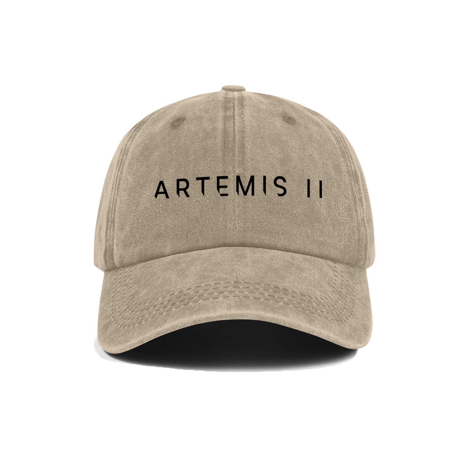 

Casual Unisex Adjustable Baseball Cap Featuring Artemis II Embroidered Design Durable Cotton Twill Fabric Structured Crown Low Profile Visor One Size бежевый