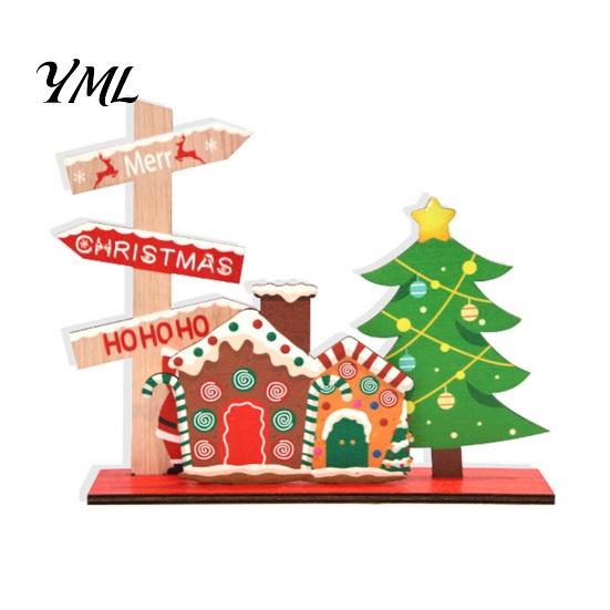 Miniature Elk Holiday Ornaments Wooden Christmas Ornaments, Tabletop Decoration with Santa Claus Snowman Desktop Decorations Designs for Home