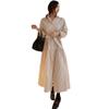 Spring and Summer New Korean Style Over-the-knee Long Striped Shirt Dress Outfit for Women's Loose Large Size Lace-up Versatile Skirt