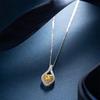 Dazzling Yellow Gemstone Heart-Shaped Necklace Women'S Hollow Out Diamond Inlaid Droplet Shaped Pendant Clavicle Chain Jewelry