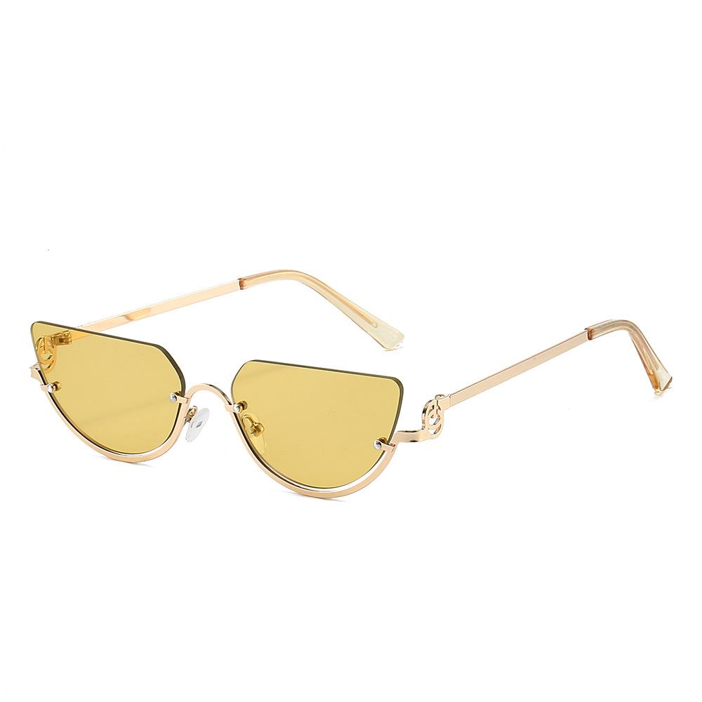 Retro Punk Women Half Rimless Sunglasses Women Fashion Clear Ocean Lens Shades Uv400 Men Small Frame Trending Sun Glasses