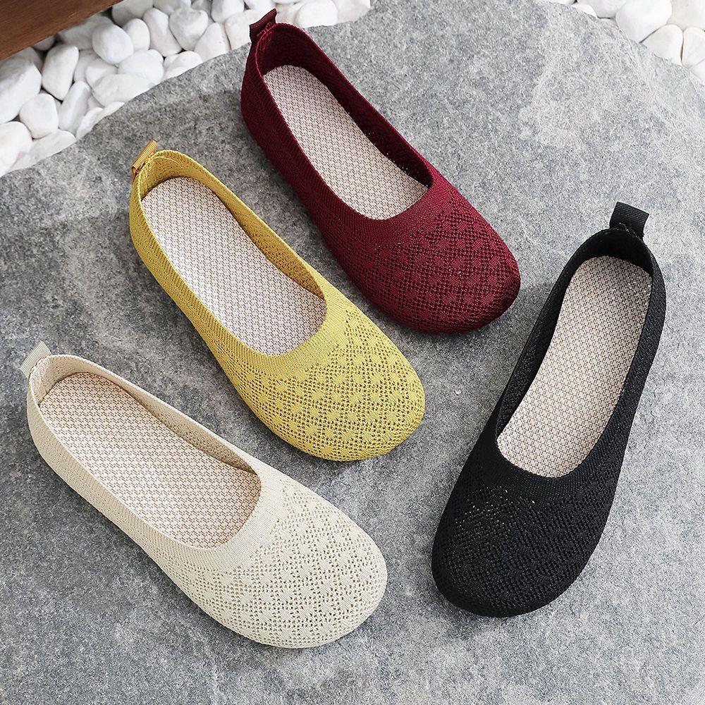 Summer New Sandals Mesh Breathable Women's Shoes Anti Slip Black Work Shoes Comfortable Casual Single Shoes