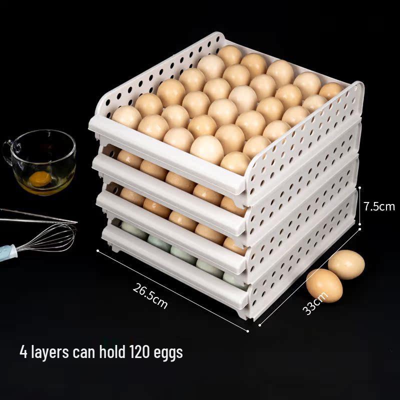 Vícevrstvý úložný box na vejce do kuchyně - Sklopný stojan na boční dveře chladničky