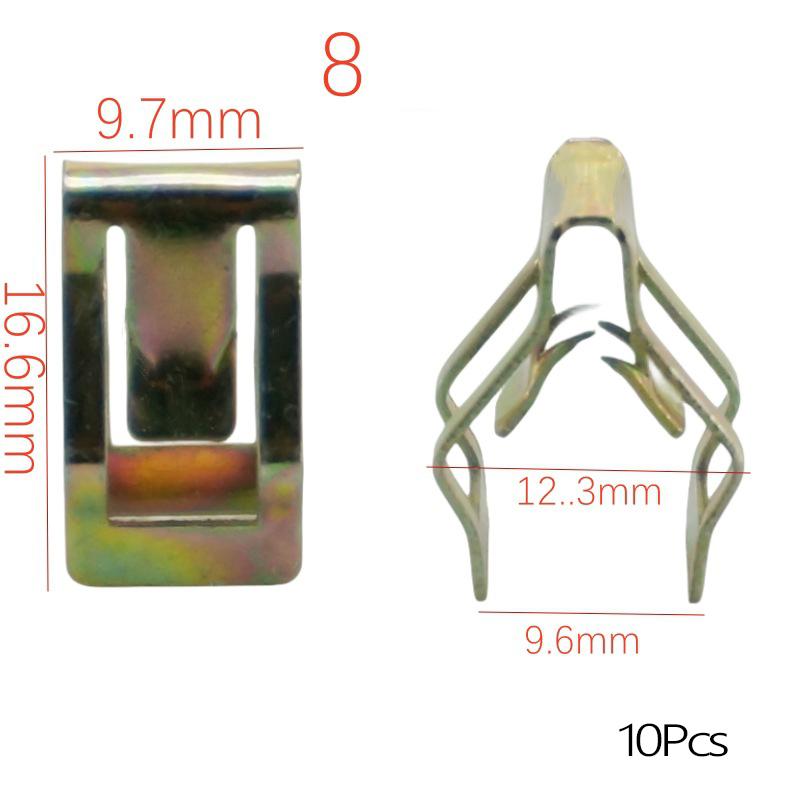 10 Pezzi Fermo Rivetto Fastener a U Universale per Console Centrale Cruscotto Auto Clip Metalliche per Pannelli Trim Auto