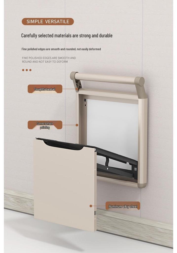 Ultra-Thin Japanese-Style Wall-Mounted Folding Stool for Multifunctional Use