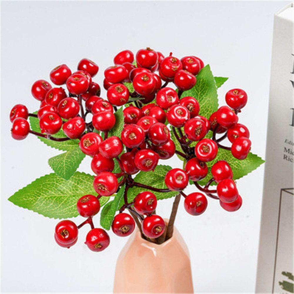 Party Wedding DIY Props Christmas Ornaments Artificial Red Berry Fake Flower Simulation Branch